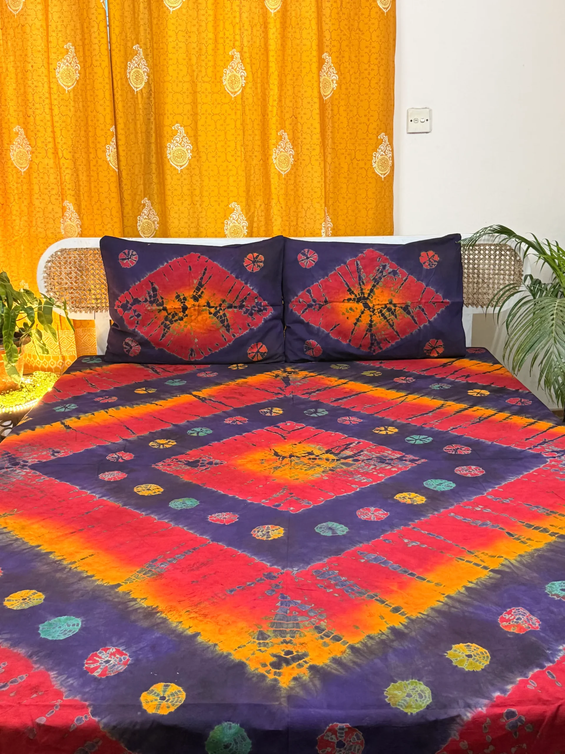 TDB0027 premium tie dye batik bedsheet with two pillow cover (5)