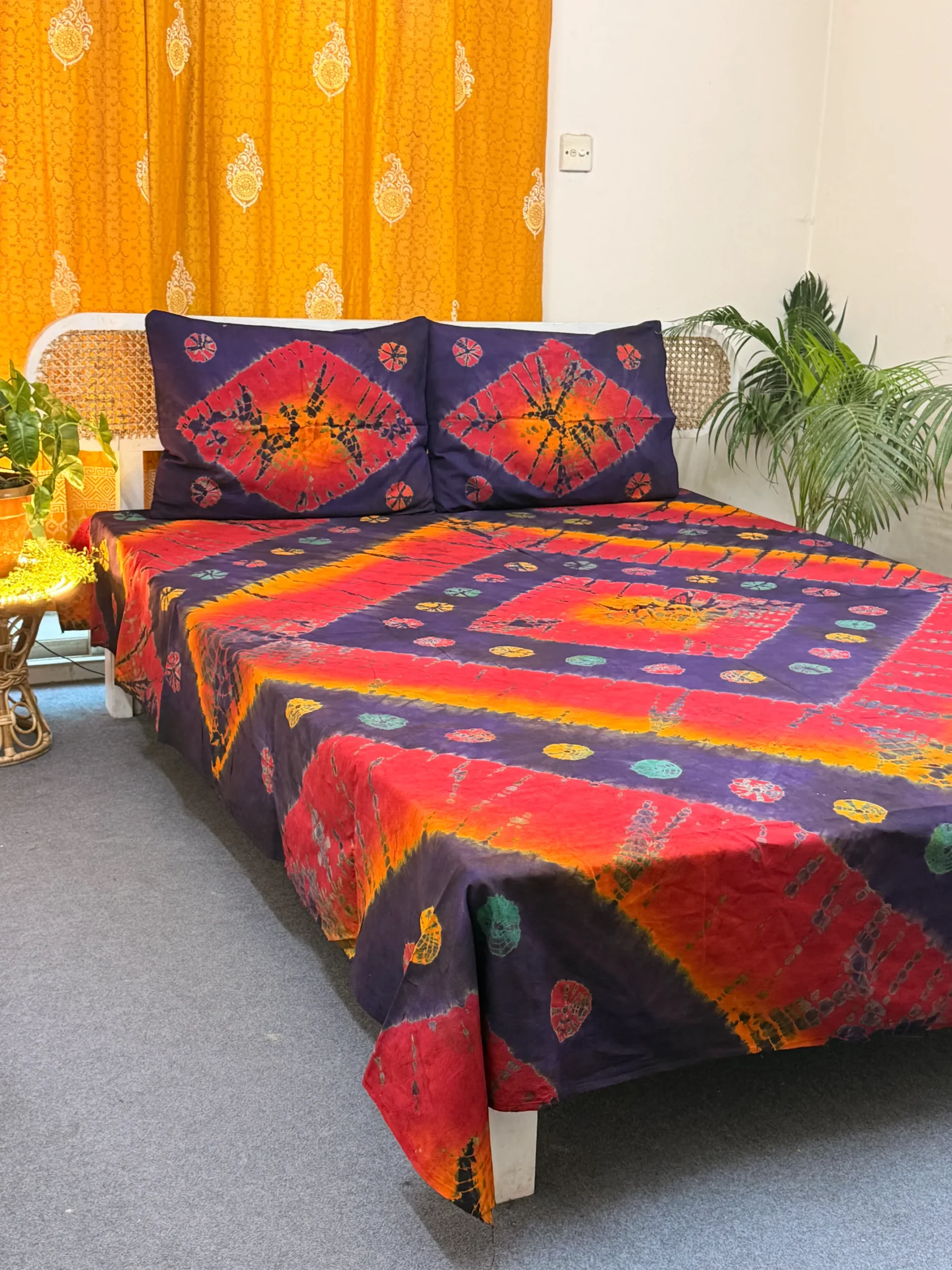 TDB0027 premium tie dye batik bedsheet with two pillow cover (6)