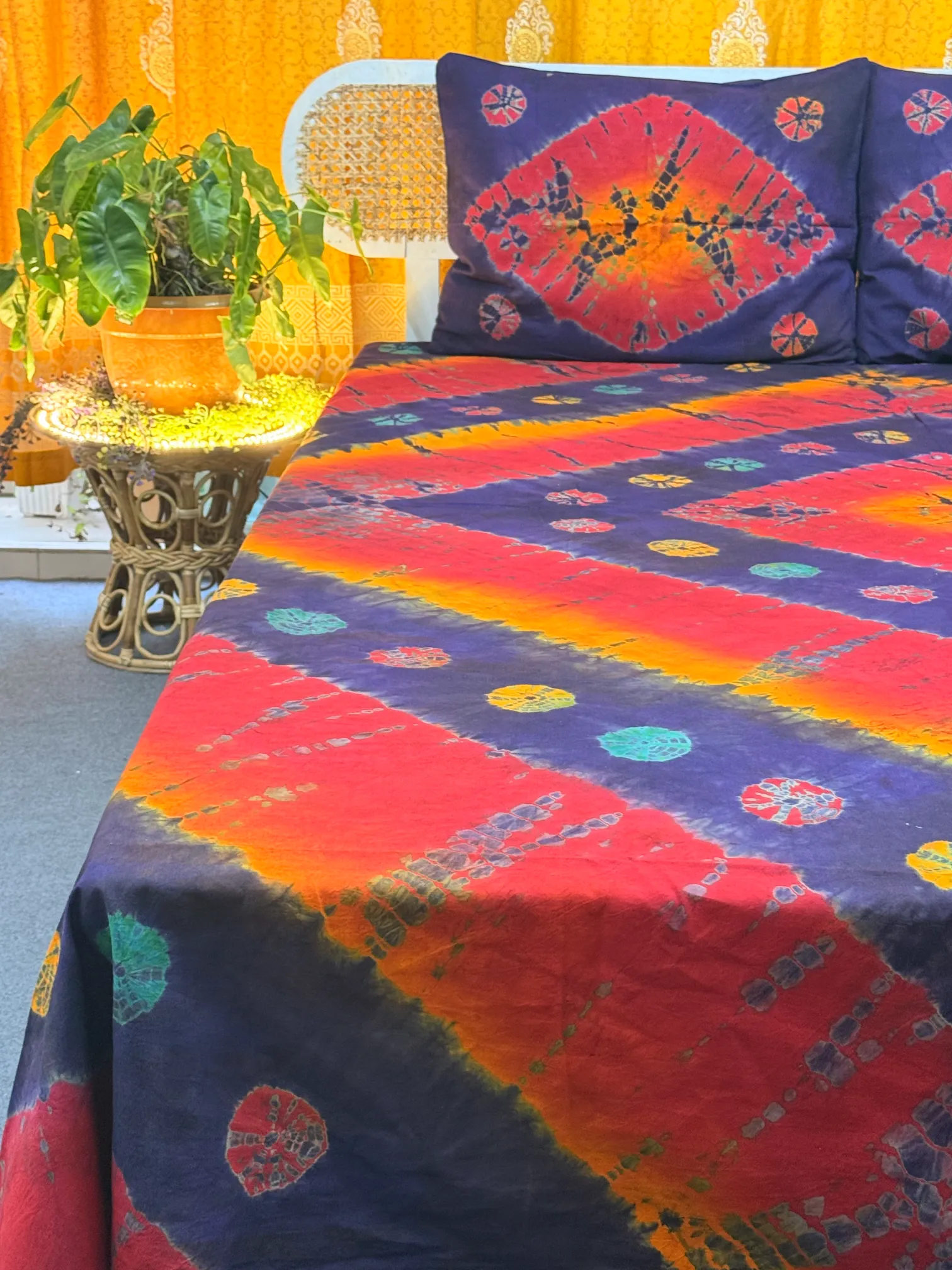 TDB0027 premium tie dye batik bedsheet with two pillow cover (7)