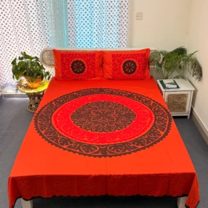Hand Stitch Applique Twill Cotton Bedsheet | Premium Artisan Craft | APL0112