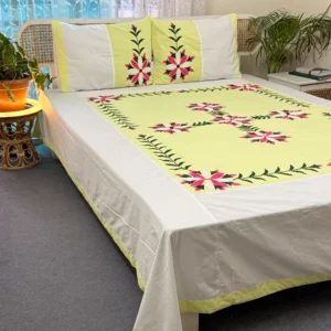 Twill Cotton Handmade Applique Bedsheet | Premium Artisan Craft | APL0108