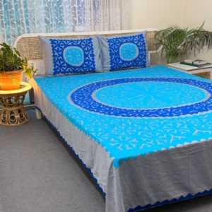 Hand Stitch Applique Twill Cotton Bedsheet | Premium Artisan Craft | APL0109