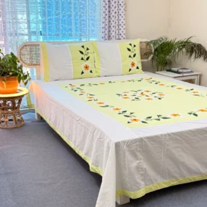 Twill Cotton Handmade Applique Bedsheet | Premium Artisan Craft | APL0106