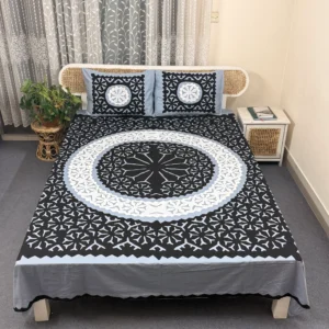 Hand Stitch Applique Twill Cotton Bedsheet | Premium Artisan Craft | APL0118