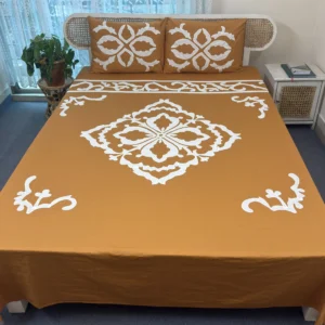 Hand Stitch Applique Twill Cotton Bedsheet | Premium Artisan Craft | APL0123
