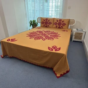 Hand Stitch Applique Twill Cotton Bedsheet | Premium Artisan Craft | APL0125