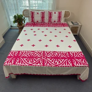 Hand Stitch Applique Twill Cotton Bedsheet | Premium Artisan Craft | APL0126