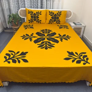 Hand Stitch Applique Twill Cotton Bedsheet | Premium Artisan Craft | APL0127