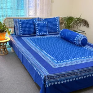 Soft Twill Cotton Premium Hand Block King Size Bedsheet | HB0122