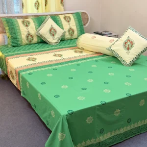 Soft Twill Cotton Premium Hand Block King Size Bedsheet | HB0126