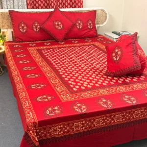 Soft Twill Cotton Premium Hand Block King Size Bedsheet | HB0124