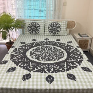 Hand Stitch Applique Twill Cotton Bedsheet | Premium Artisan Craft | APL0129