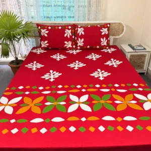 Hand Stitch Applique Twill Cotton Bedsheet | Premium Artisan Craft | APL0128
