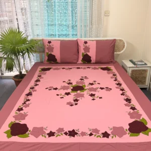 Hand Stitch Applique Twill Cotton Bedsheet | Premium Artisan Craft |APL0132