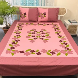 Hand Stitch Applique Twill Cotton Bedsheet | Premium Artisan Craft |APL0134