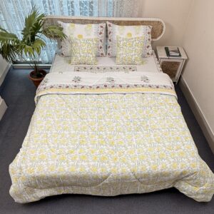 Luxury Hand Block King Size Bedroom Set with Ac Quilt | HB0133