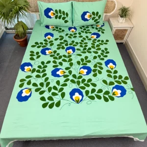 Hand Stitch Applique Twill Cotton Bedsheet | Premium Artisan Craft | APL0139
