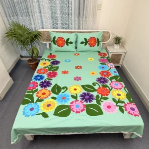 Hand Stitch Applique Twill Cotton Bedsheet | Premium Artisan Craft | APL0140