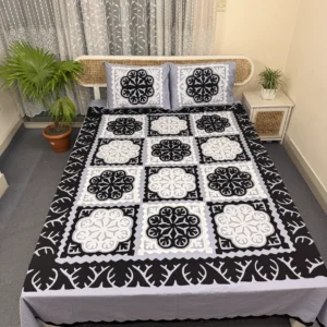 Hand Stitch Applique Twill Cotton Bedsheet | Premium Artisan Craft | APL0137