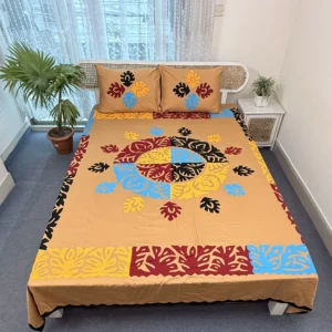 Hand Stitch Applique Twill Cotton Bedsheet | Premium Artisan Craft | APL0135